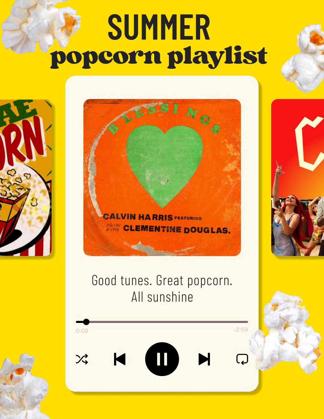 Summer Popcorn Playlist: Good Tunes. Great Popcorn. All Sunshine